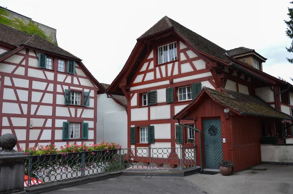 Hrázděné domy v centru Lucernu, Švýcarsko — Stock fotografie