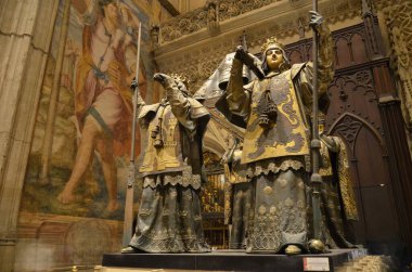 Seville, İspanya 03.24.2019: Kristof Kolomb 'un Mezarı