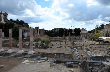 Roma, İtalya 09.02.2019: Ünlü Roma harabelerinin güzel manzarası