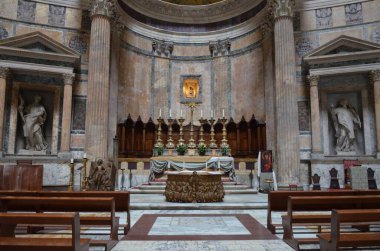 Roma, İtalya 09.02.2019: Roma 'daki Pantheon' un İçi