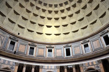 Rome, Italy 09.02.2019: A Wall Inside the Pantheon (Rome), with Columns