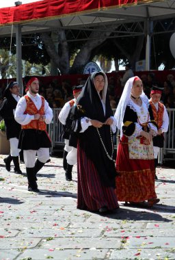 Cagliari, Sardunya 05.01.2019: Aziz Efisio dini geçit töreni
