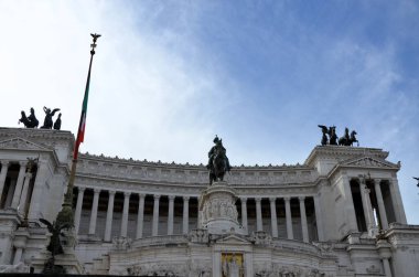 Roma, İtalya 09.02.2020: Roma 'daki Piazza Venezia' daki Vittoriale anıtı