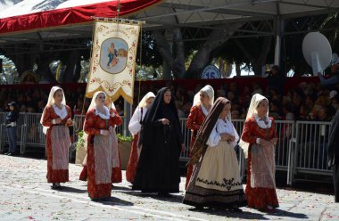 Cagliari, Sardunya 05.01.2019: Aziz Efisio dini geçit töreni