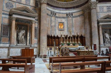 Roma, İtalya 09.02.2019: Roma 'daki Pantheon' un İçi