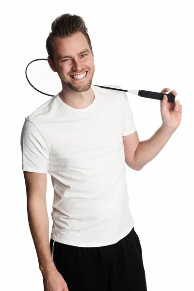 Attractive man with badminton — Stock Photo, Image