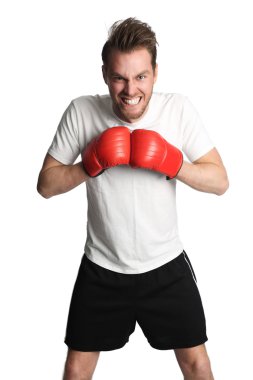 Kırmızı eldiven boks adamla