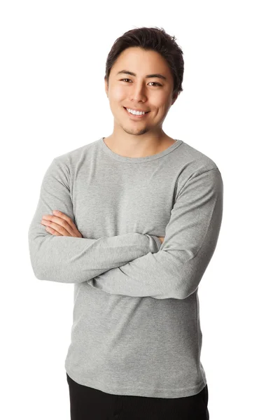 Hombre guapo en camisa gris — Foto de Stock