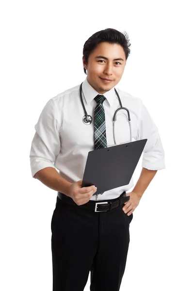 Handsome doctor with clipboard — Stock Photo, Image