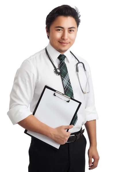 Handsome doctor with clipboard — Stock Photo, Image