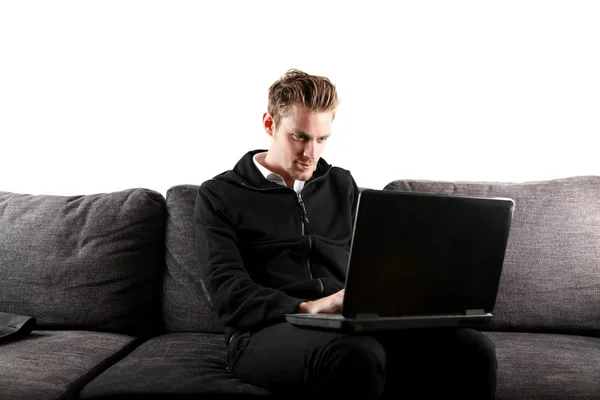 Working on the computer laidback — Stock Photo, Image