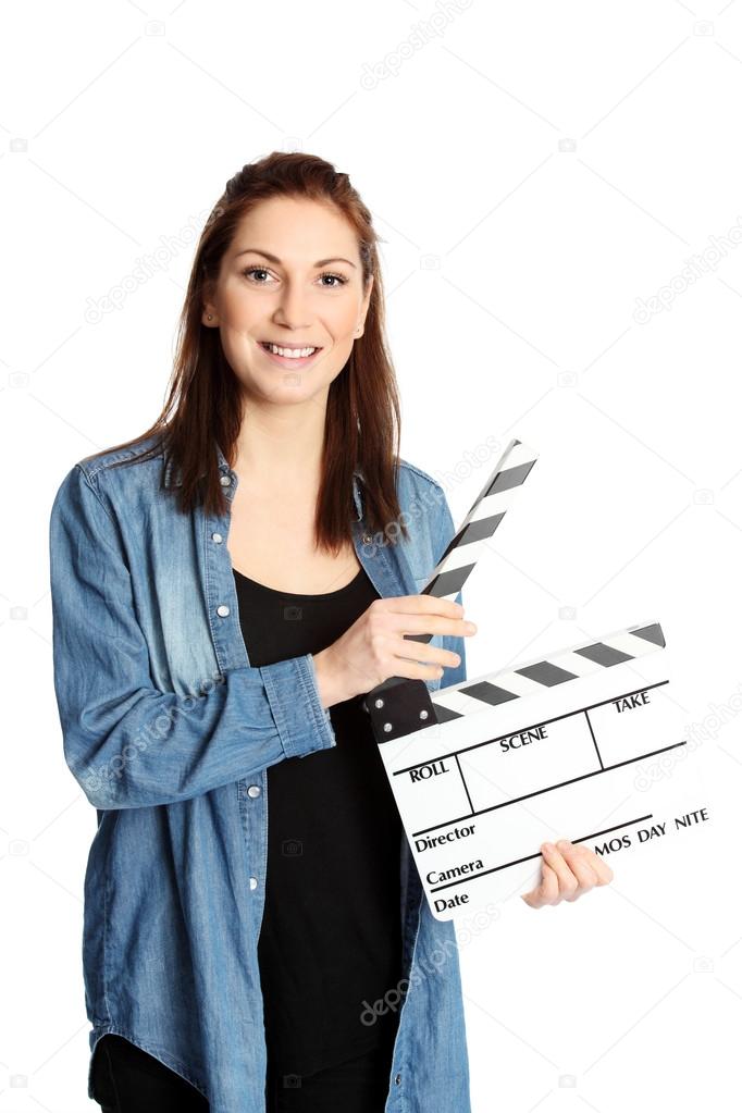 Woman with film slate