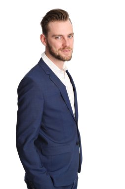 Beyaz arka plan üzerinde çekici iş adamı