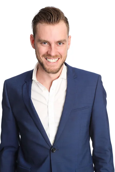 Hombre de negocios sonriente con chaqueta azul — Foto de Stock