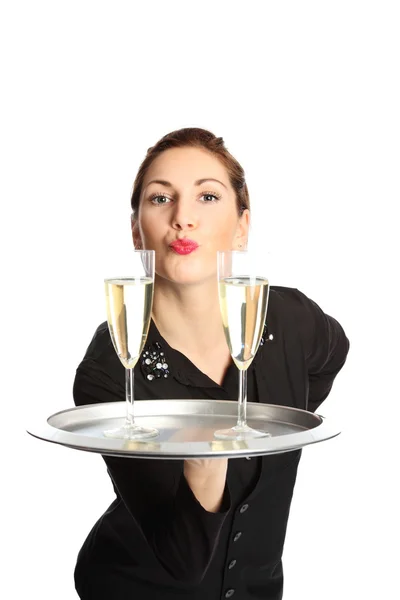 Ein Kuss mit dem Champagner? — Stockfoto