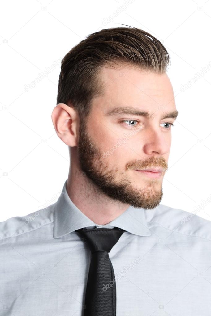 Businessman looking to left