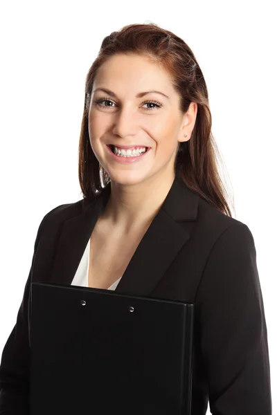 Attractive woman with clipboard closeup — Stock Photo, Image