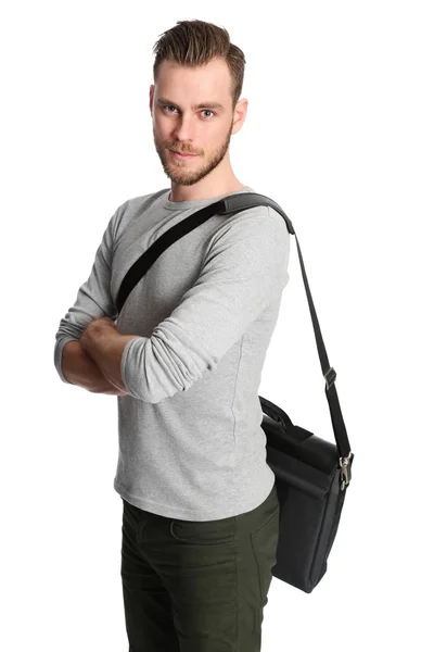 Studente con una borsa del computer — Foto Stock