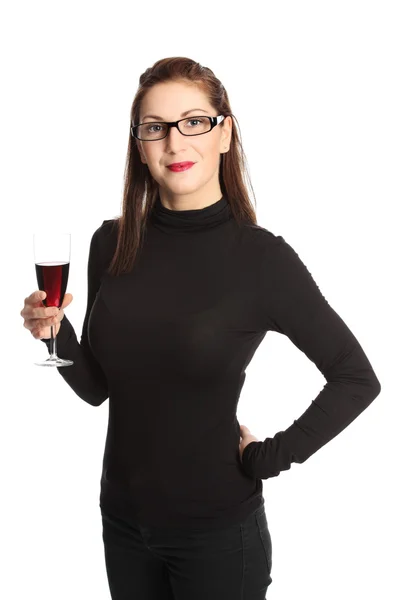 Cute woman with a glass of red — Stock Photo, Image