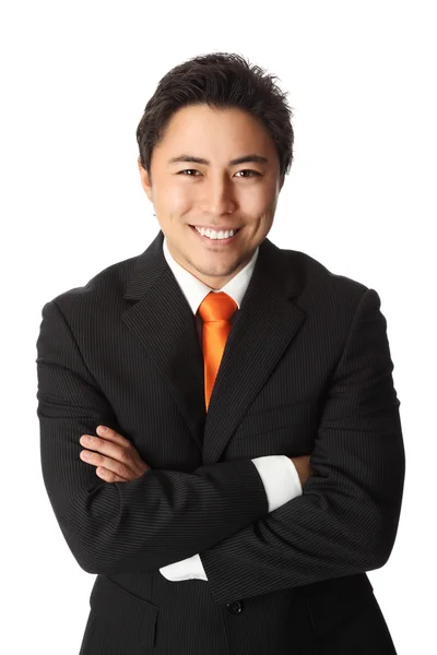 Uomo d'affari in cravatta arancione e vestito — Foto Stock