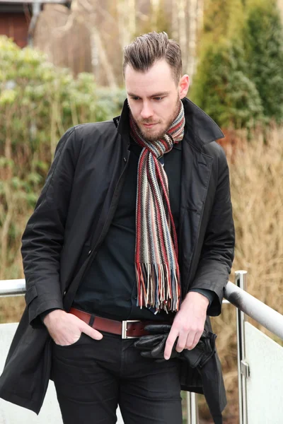 Man standing outside wearing jacket — Stock Photo, Image