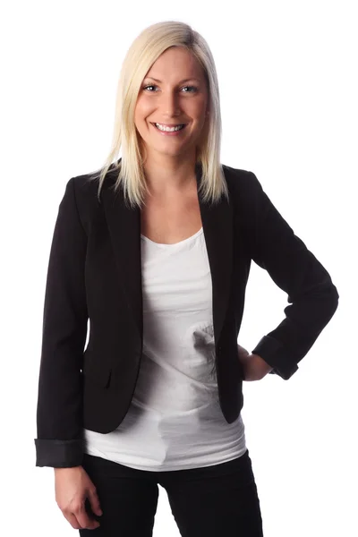 Attractive businesswoman in a black jacket and white shirt — Stock Photo, Image