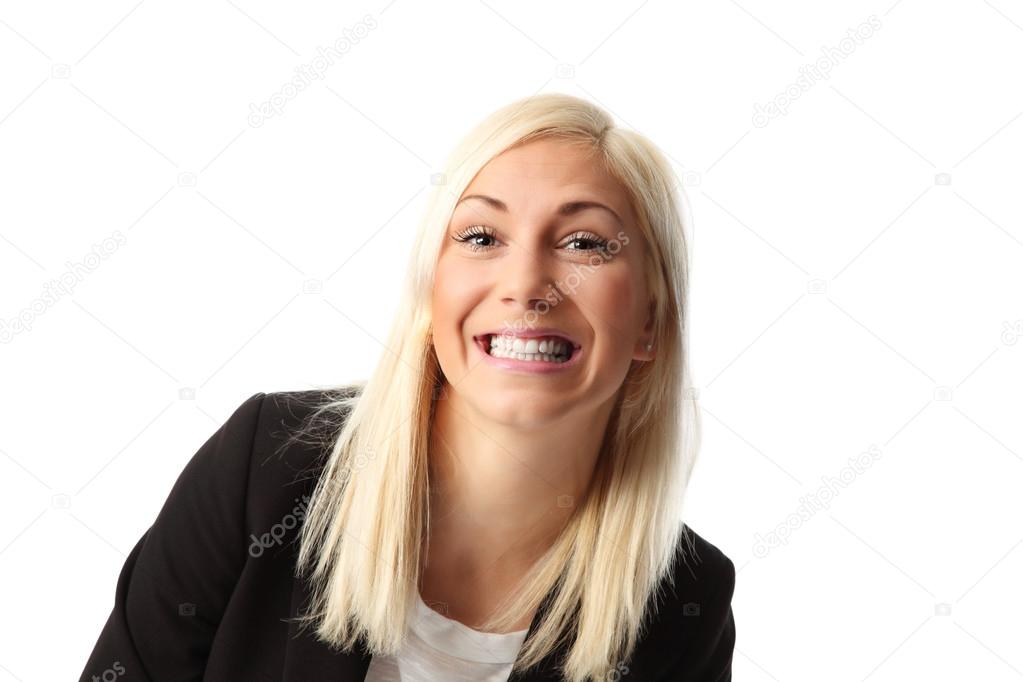 Attractive businesswoman in a great mood