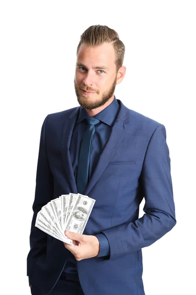 Successful businessman with cash — Stock Photo, Image