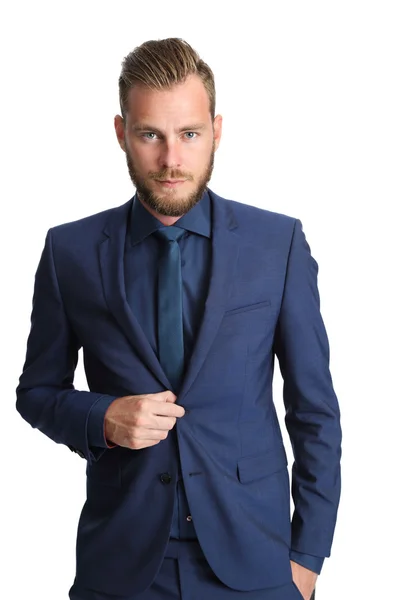 파란 양복과 넥타이에 실업가 — 스톡 사진