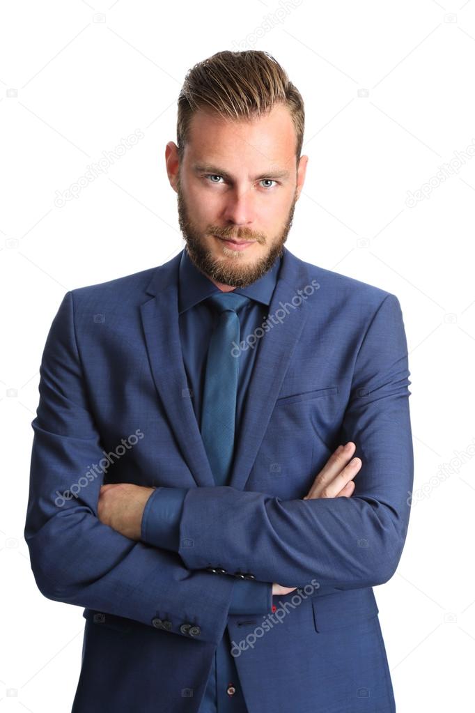 Businessman in a blue suit and tie