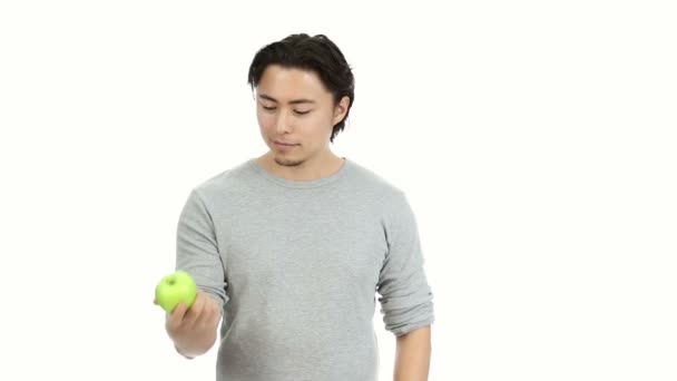 Man with apple — Stock Video