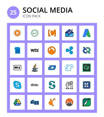 SocialMedia büyüle, tire, sheet, java, kararlaştırılmış Düzenlenebilir Vektör Tasarım Elemanları