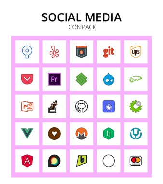 SocialMedia vujs, algolia, bağlantıda kal, github, yığın Düzenlenebilir Vektör Tasarım Elemanları
