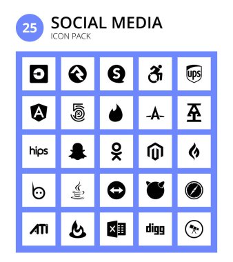 Nimblr, magento, tinder, odnoklassniki, kalça Düzenlenebilir Vektör Tasarım Elementleri 'nin 25 Vektör Düzenleme Sembolü
