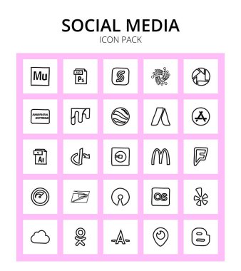 25 Sosyal simge adob, ai, amex, depolama, adwords Düzenlenebilir Vektör Tasarımı Elementleri