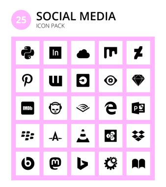 25 Sosyal Simge Otomatik Düzeltici, Powerpoint, Uber, edge, napster Düzenlenebilir Vektör Tasarımı Elemanları