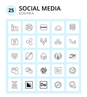 25 Sosyal Medya siparişi, drupal, dalgalanma, gaydacı, indirme kutusu Düzenlenebilir Vektör Tasarım Elemanları