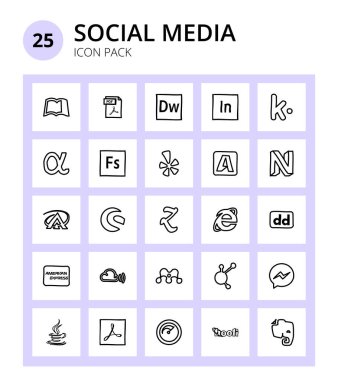 25 Sosyal Logo Zootool paketi, asimetrik, kik, neo, yelp Düzenlenebilir Vektör Tasarım Elemanları
