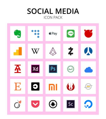 25 Sosyal İşaret ve Sembol Evernote, kodduvar, elma, ödeme, satır, Düzenlenebilir Vektör Tasarım Elemanları