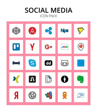 SocialMedia alt, deploydog, google, skype, periscope Düzenlenebilir Vektör Tasarım Elemanları