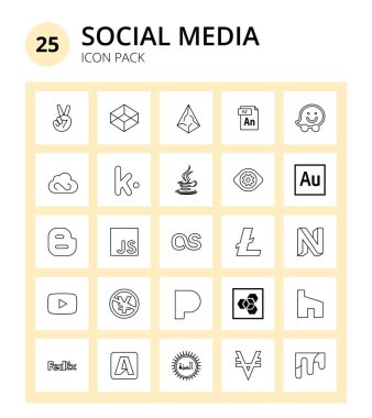 Sosyal Medya 25 simgeleri lite, js, jskeddle, blogger, seçmeler Düzenlenebilir Vektör Tasarım Elemanları