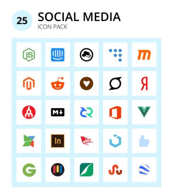 SocialMedia vuejs, decred, magento, markdown, yandex Düzenlenebilir Vektör Tasarımı Elementleri