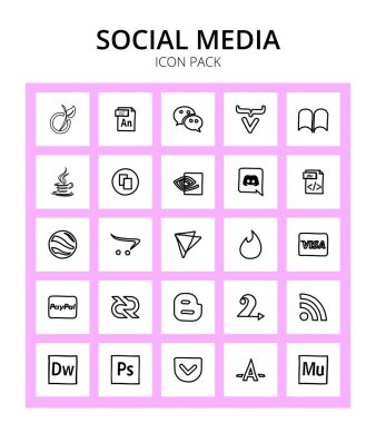 Sosyal Medya 25 simgeleri dünya, dosya tipi, java, php, nvidia Düzenlenebilir Vektör Tasarım Elemanları