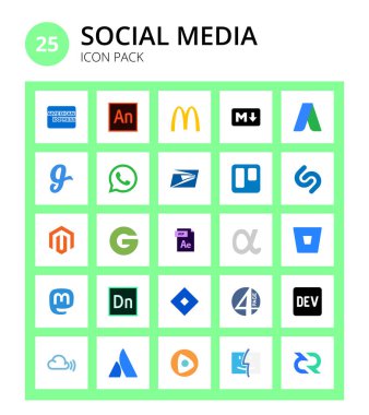 SocialMedia appnet, dosya tipi, Whatsapp, aep, magento Düzenlenebilir Vektör Tasarım Elemanları