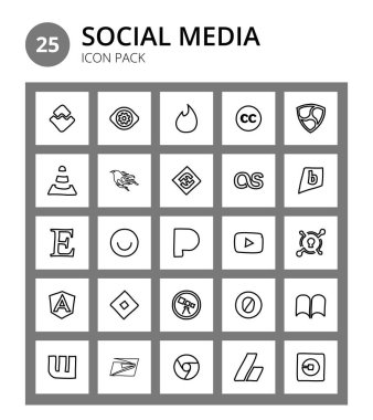 25 Sosyal simge youtube, ello, framework, etsy, lastfm Düzenlenebilir Vektör Tasarımı Elementleri