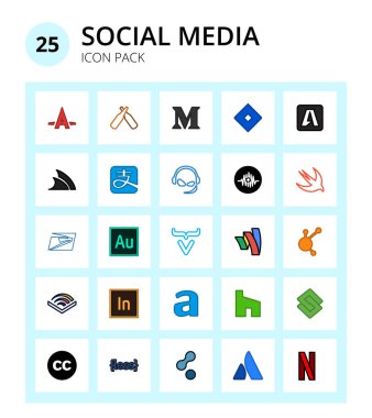 25 Sosyal Logo Google, adobe, yaratıcı, seçmeli, hızlı Düzenlenebilir Vektör Tasarım Elemanları