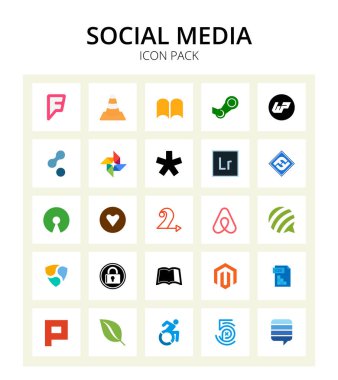 25 Social Signs and Symbols forumbee, draftdigital, lightroom, gratipay, games Editable Vector Design Elements clipart
