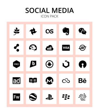 25 Social Media opensource, sampling, visa, commons, brightkite Editable Vector Design Elements clipart