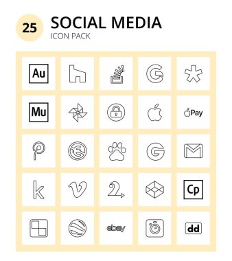 SocialMedia Commons, weibo, adobe, tencent, Apple Düzenlenebilir Vektör Tasarım Elemanları
