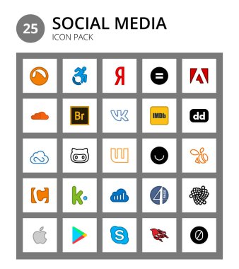 25 Sosyal Logo wattpad, github, ses bulutu, jskeddle, imdb Düzenlenebilir Vektör Tasarım Elemanları